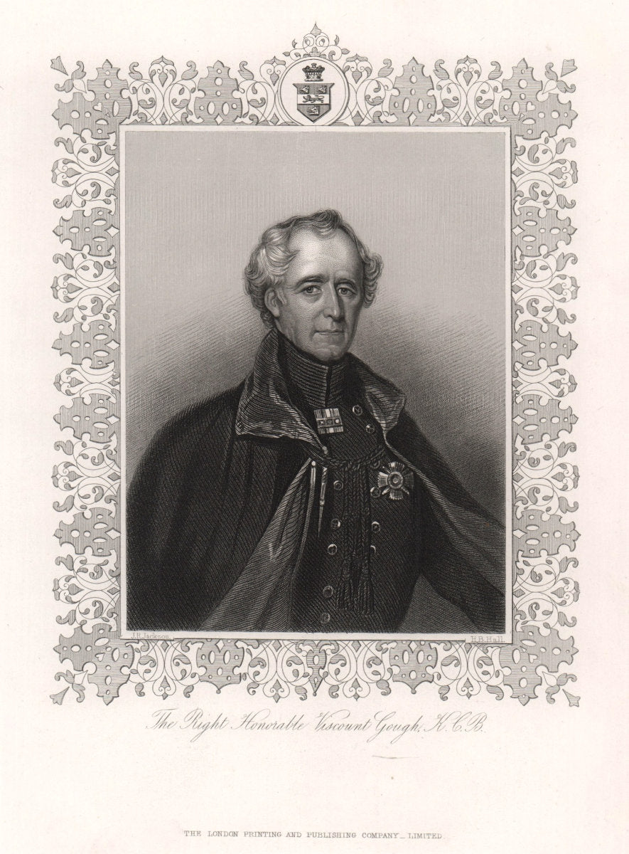 Hugh Gough, 1st Viscount Gough, K.C.B. TALLIS c1855 old antique print picture
